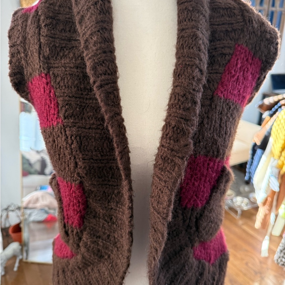 Brown and Pink Women's Sweater Vest